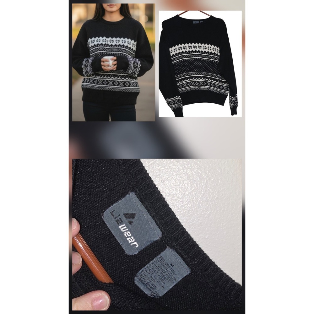 Vintage Liz Claiborne Women Size Med Fair Isle Chunky Holiday Sweater Ski Usa